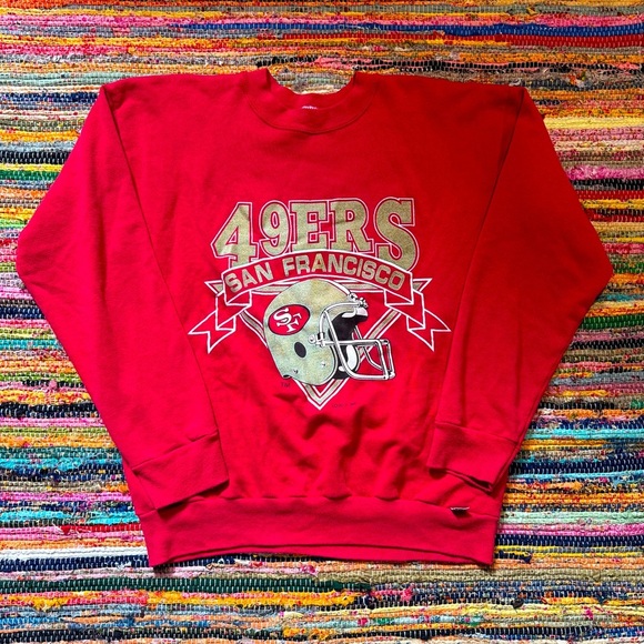 Vintage San Francisco 49ers Red Crewneck Sweatshirt – NFL Football Pullover - Picture 1 of 4